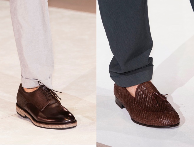 scarpe marroni e pantaloni Armani uomo