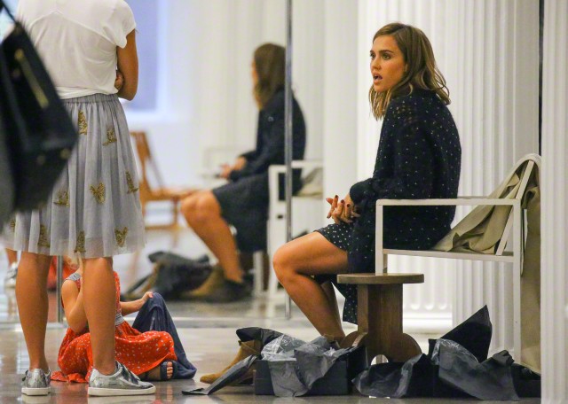Jessica Alba spotted shopping at 'Yves Saint Laurent' in SoHo, New York City