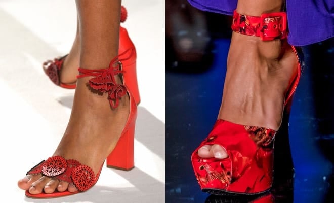 Sandali rossi estivi-zeppe tacco