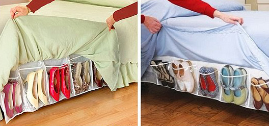 Bed Skirt Shoe Organizer Hidden Storage System