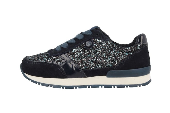 Sneaker camoscio blu e glitter bambina inverno 2016