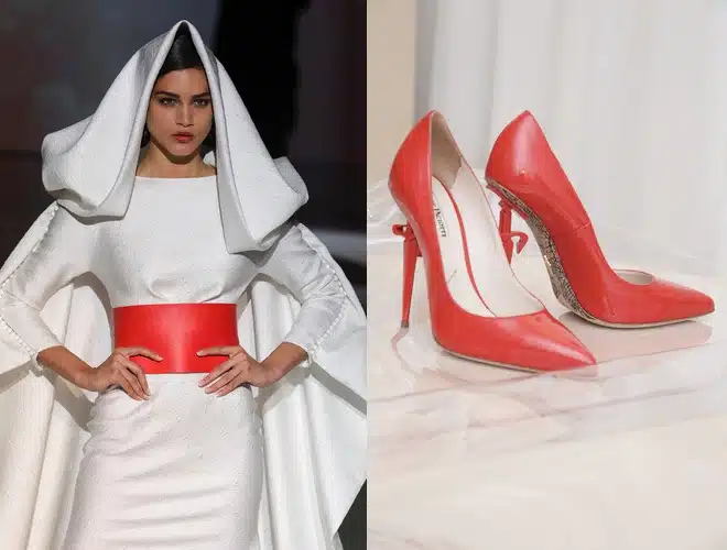 sposa 2018 scarpe rosse abito bianco-tendenze