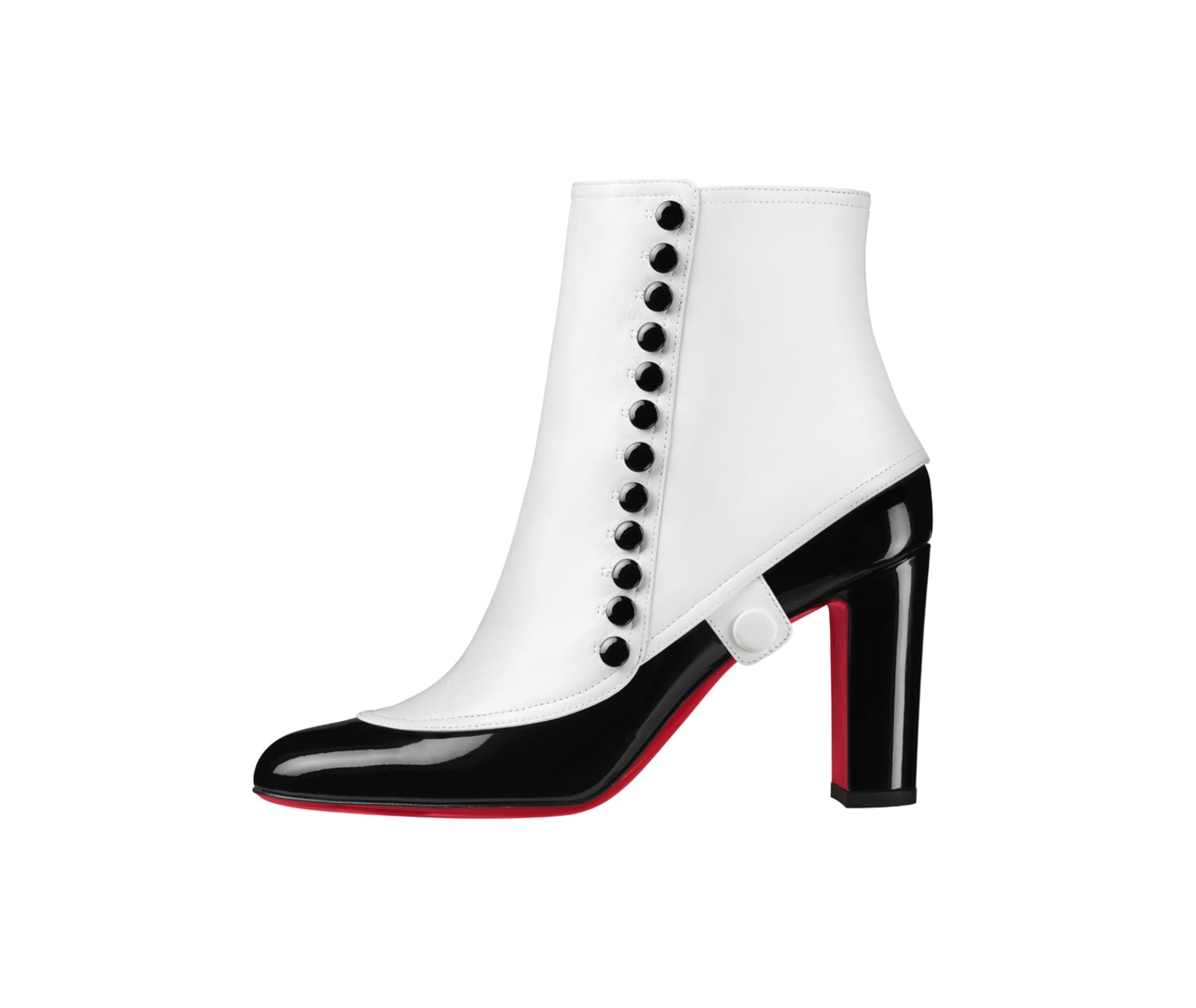 stivaletto bianco e nero suola rossa louboutin primavera estate 2019