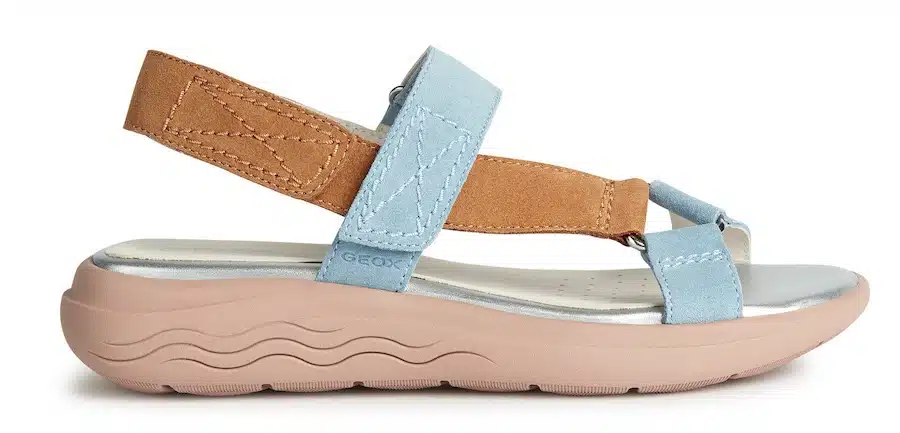 Sandali Donna Geox Beige D35pac 0ma43 C5215 - Con Chiusura A Strappo, Tacco Plateau E Suola In Gomma - Larghezza Normale